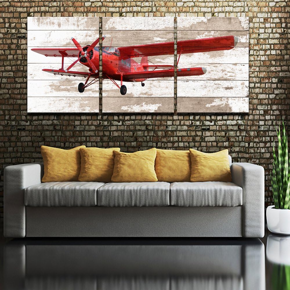 3 Piece Retro Airplane Canvas Prints Wall Art Stretched and Framed 16x20 W9543