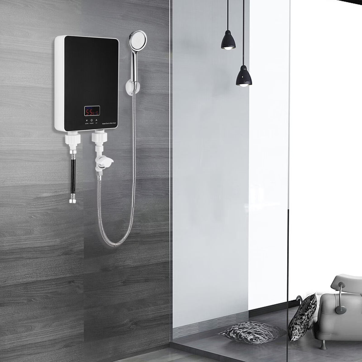 6000W Tankless Electric Shower Water Heater with Shower Head L12491