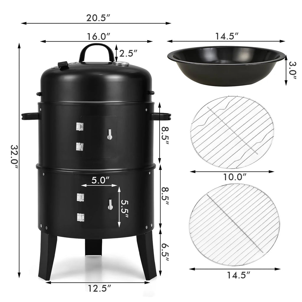 Charcoal Smoker Grill with Detachable 2 Layer N775