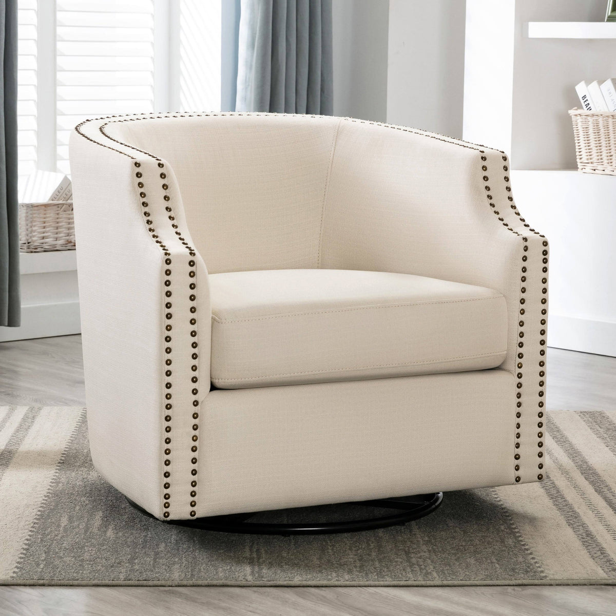 Sky Blue Swivel Barrel Chair H77029