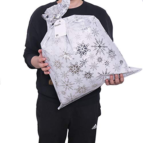 Christmas Gift Bags, 32Pcs Santa Wrapping Bag in 4 Sizes and 4 Designs with Ribbon Ties and Tags U16233