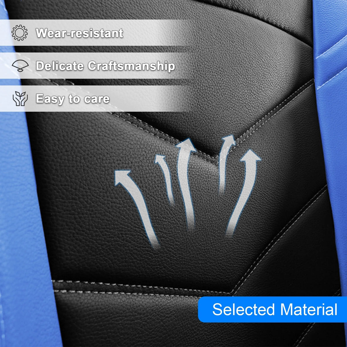 Black Blue Waterproof PU Leather 5 Seats Car Seat Covers Full Set Z220124