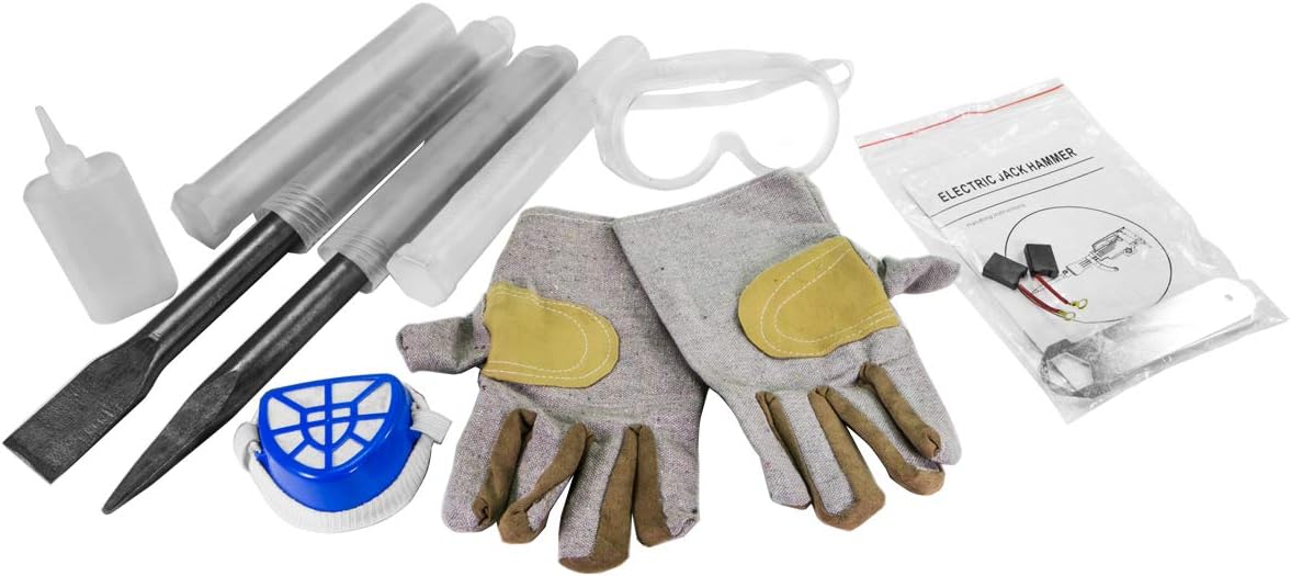 3600W Heavy Duty Electric Demolition Jack Hammer Concrete Breaker with Chisel & Point Chisel Bit Hand Gloves Case H794