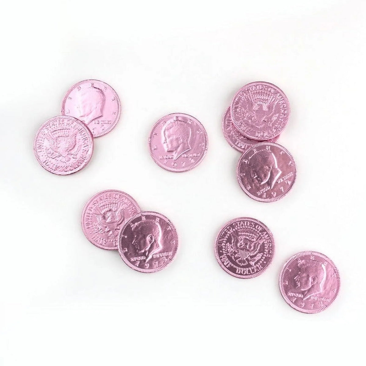 Milk Chocolate 1.5-inch Coins Pink Foil 1 LB T581243