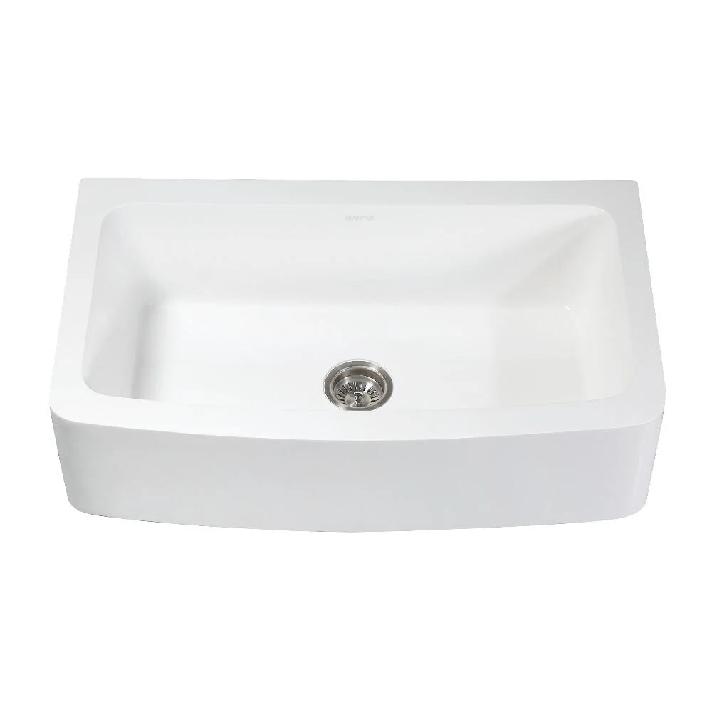 36 In. Farmhouse Single Bowl Kitchen Sink, Matte White W26612