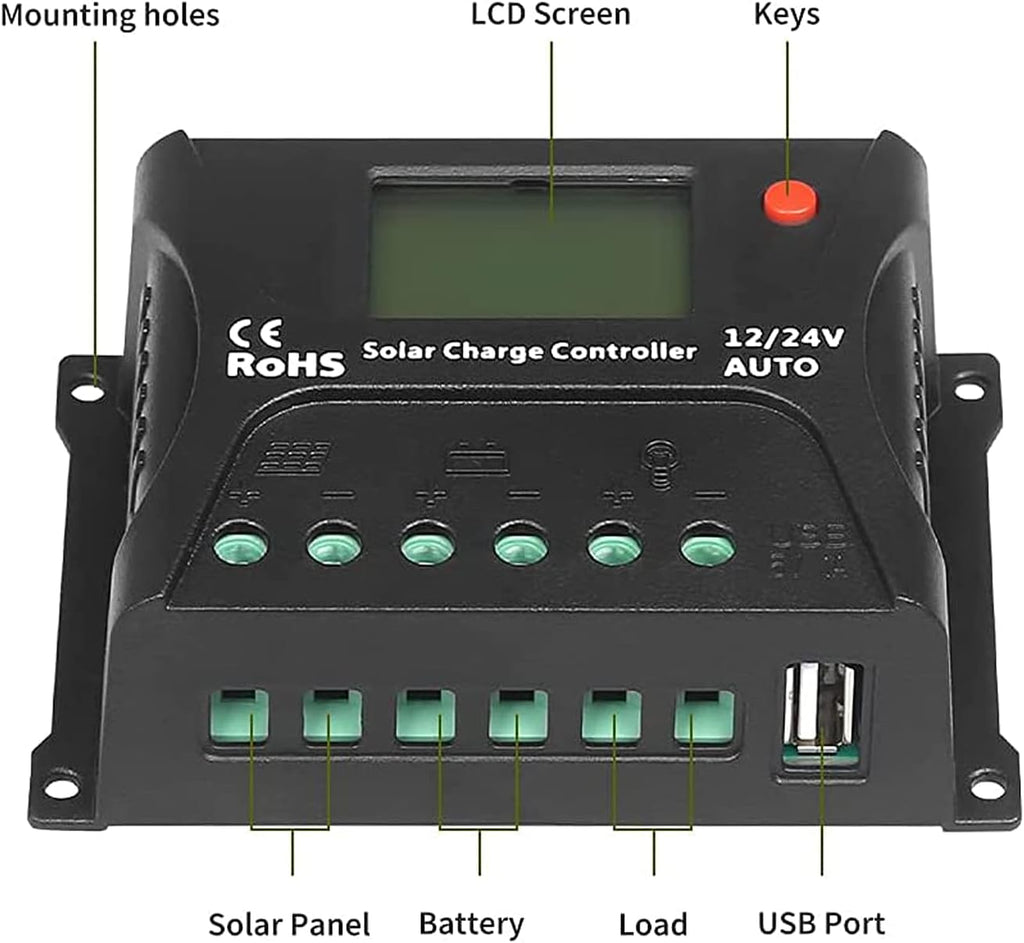 100 Watt 12 Volt Monocrystalline Solar Panel Kit with 10A PWM Charge Controller A2163
