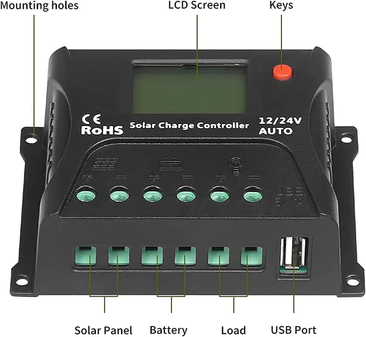 100 Watt 12 Volt Monocrystalline Solar Panel Kit with 10A PWM Charge Controller A2163