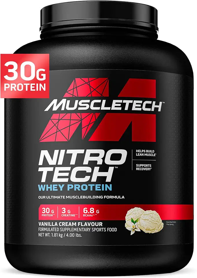 Whey Protein Powder Vanilla Cream 4 Pound & Creatine Monohydrate Micronized Powder 500G E284