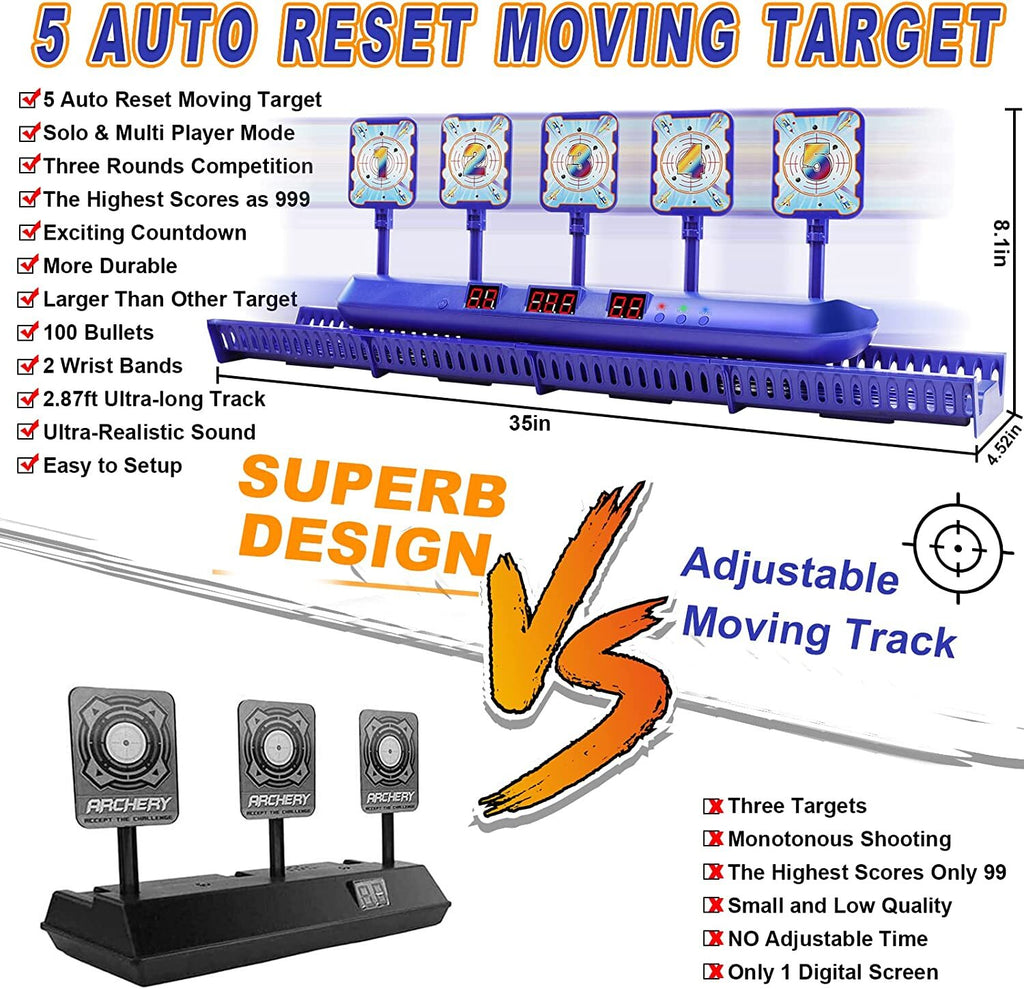 Electronic Auto-Reset Shooting Target Kit with Foam Darts L2706