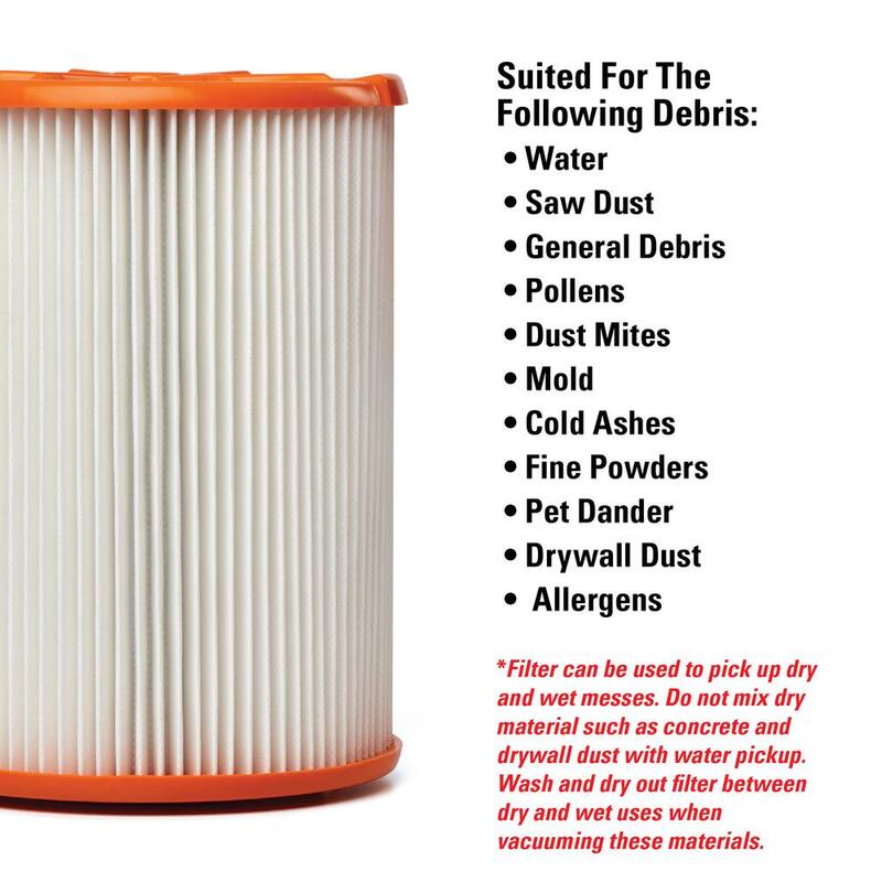HEPA Wet/Dry Vac Replacement Cartridge Filter 16-Pack V52399