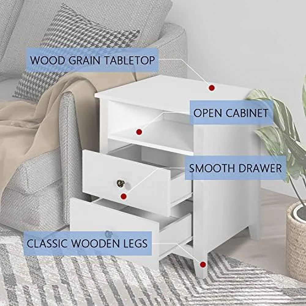 Black Wood Nightstand Set with Drawers Q786964