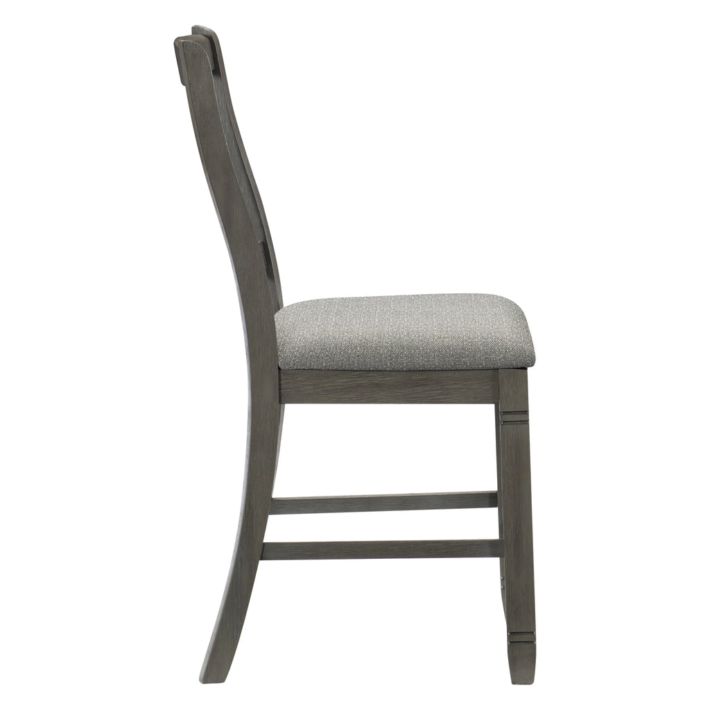 Antique Gray Counter Height Wooden Chairs 2Pc Set N927