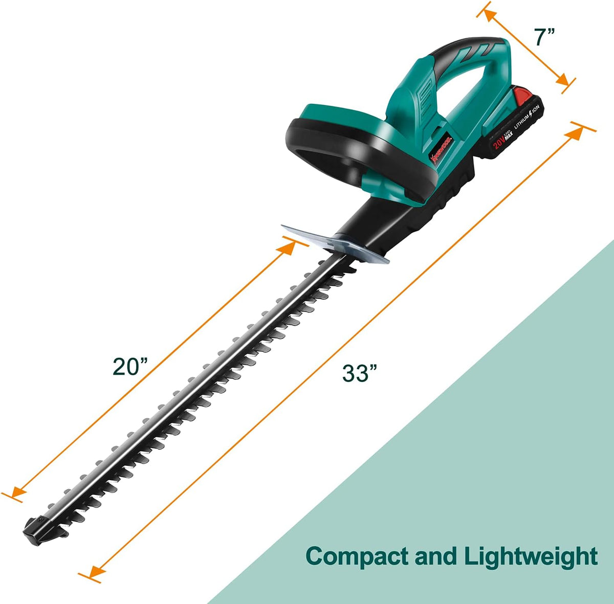 20V Cordless Hedge Trimmer 20" Dual Action Blade 2.0AH Battery Pack of 2 F26608