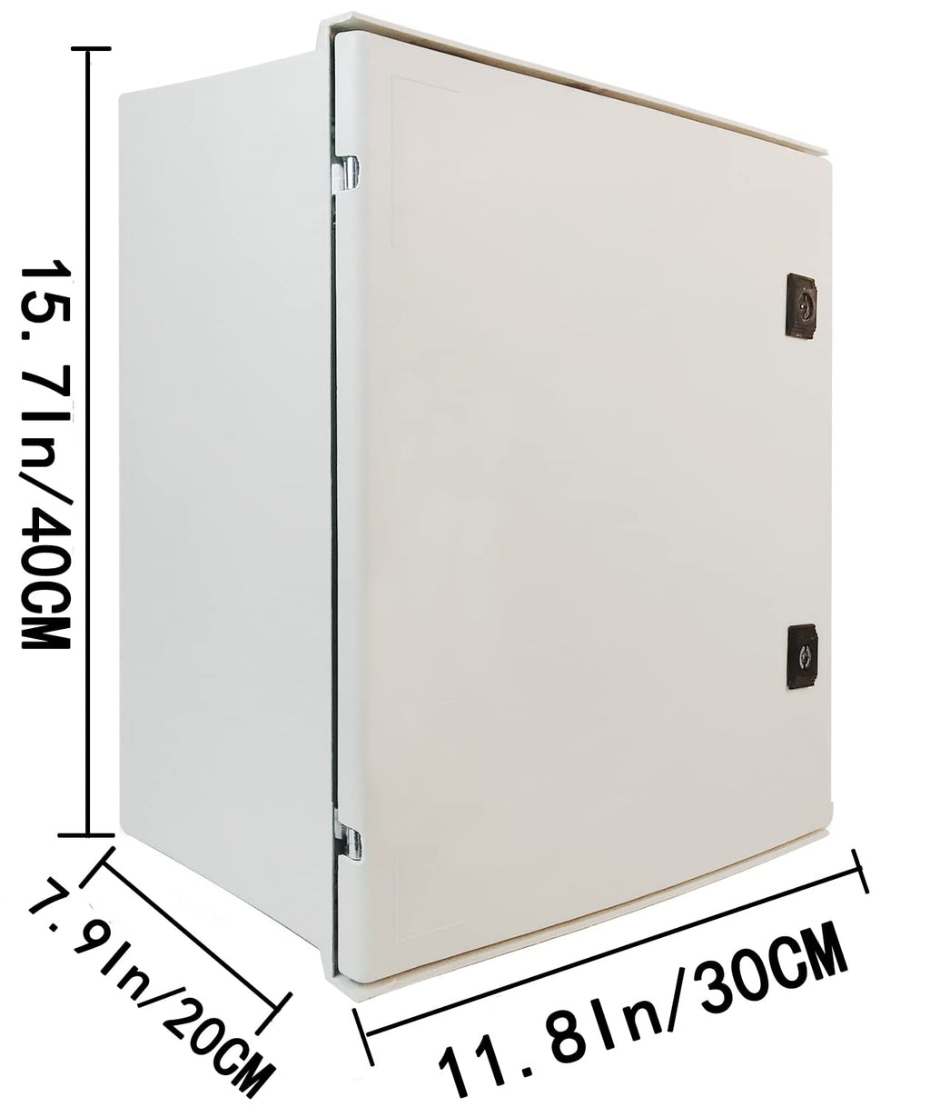 Fiberglass IP65 Weatherproof Electrical Enclosure Box with Hinges & Quarter-Turn Latches J7204