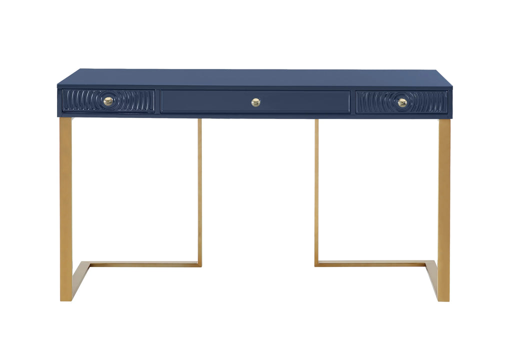 Blue Lacquer Office Desk With Gold Legs T855