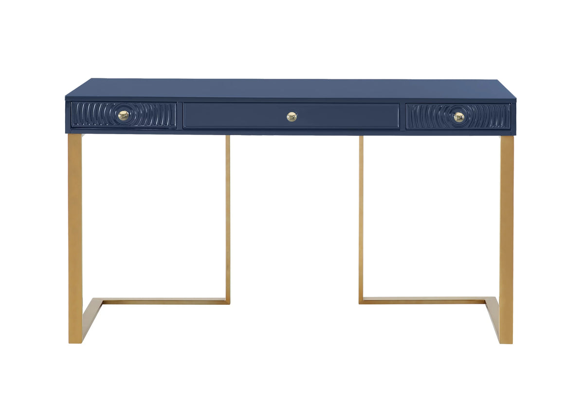 Blue Lacquer Office Desk With Gold Legs T855
