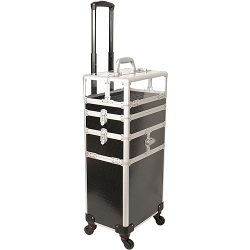 4 in 1 Aluminum Rolling Makeup Case with 360° Swivel Wheels G57610