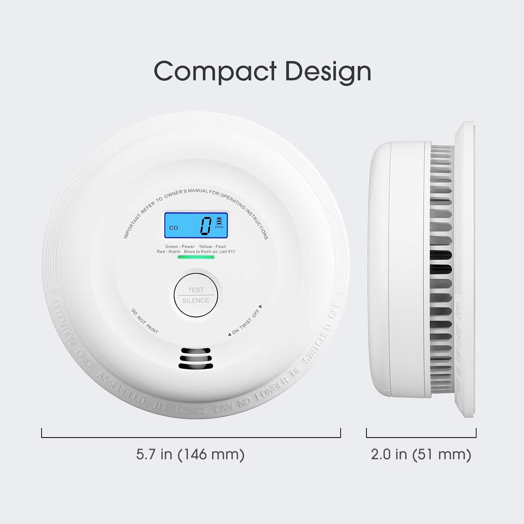 10-Year Battery Smoke and Carbon Monoxide Detector with LCD Display, Pack of 5 L476