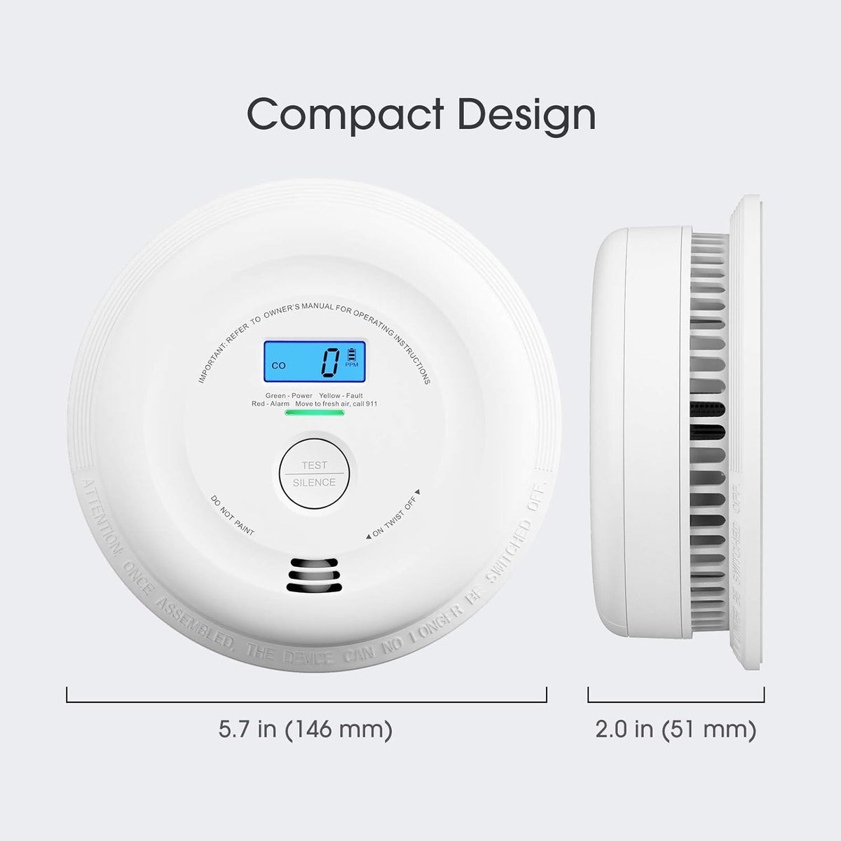 10-Year Battery Smoke and Carbon Monoxide Detector with LCD Display, Pack of 5 L476