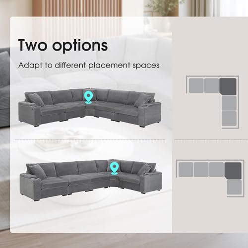 Beige Corduroy Sectional Corner Sofa with Cup Holders I677