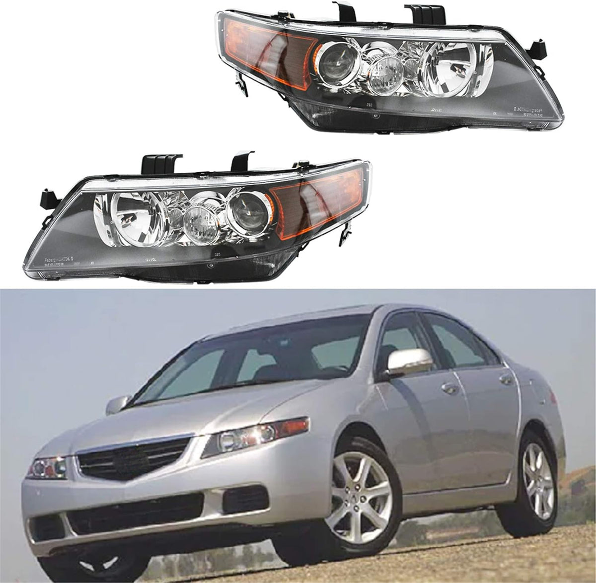Black Projector Headlight Assembly Replacement Driver & Passenger Side G9985