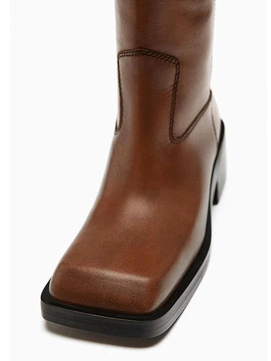 Square Toe Flat Knee Boots N570