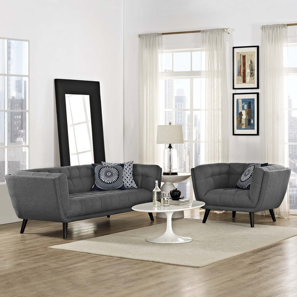Gray Upholstered Fabric Sofa and Armchair Set M427