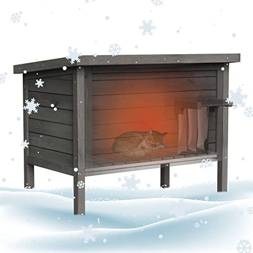 Outdoor Feral Cat House Heated Cat Shelter with Insulated Foam 34.5"X21.5"x27.2" M52419