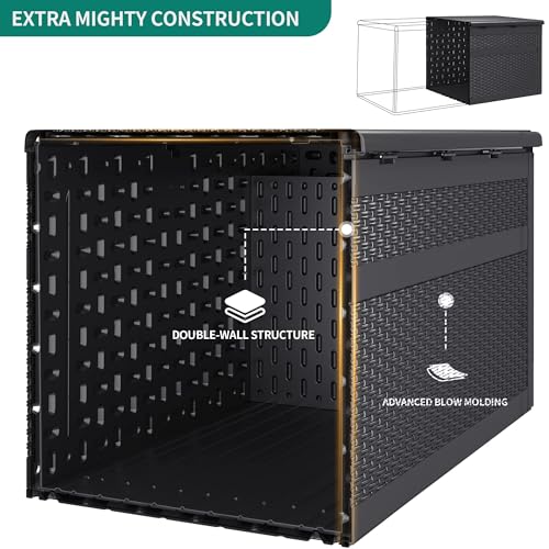 XXL 230 Gallon Double-Wall Resin Rattan Outdoor Storage Box (Gray) V247245