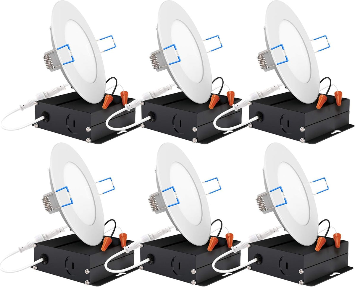 6 Pack 6 Inch Ultra Thin LED Recessed Ceiling Lights, 3000K Warm White, Dimmable 14W H536