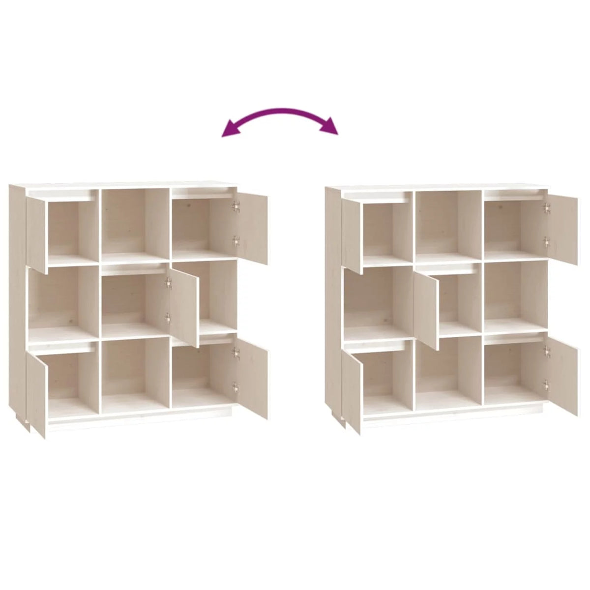 White Solid Wood Pine Highboard F56183