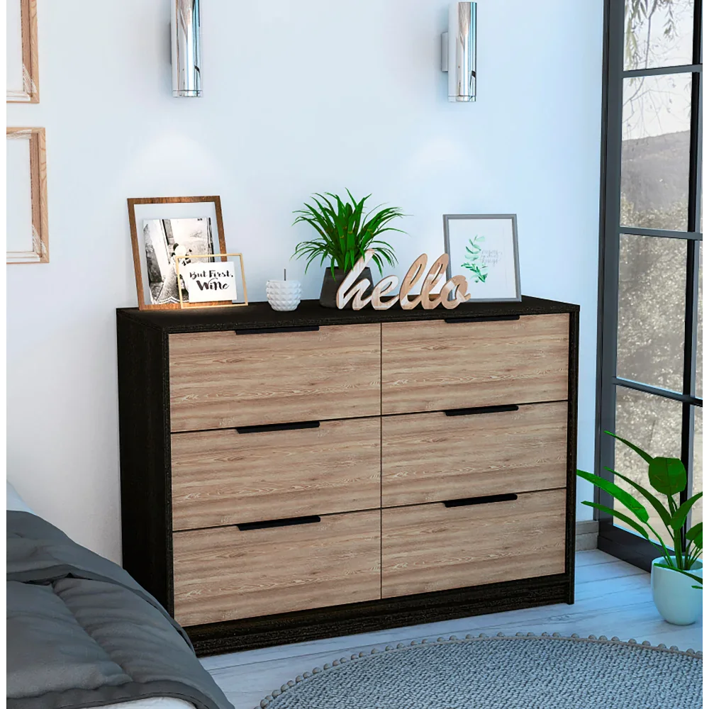 Black Wengue Pine Manufactured Wood Dresser A29005