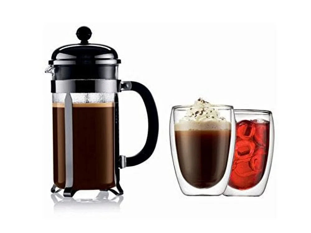 French Press Coffee Maker, 8 Cup, 1 Liter, 34oz with 2 Glass Mugs U648