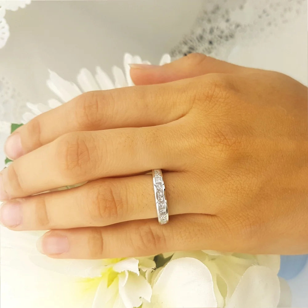 14k White Gold Princess Diamond Ring Band C450