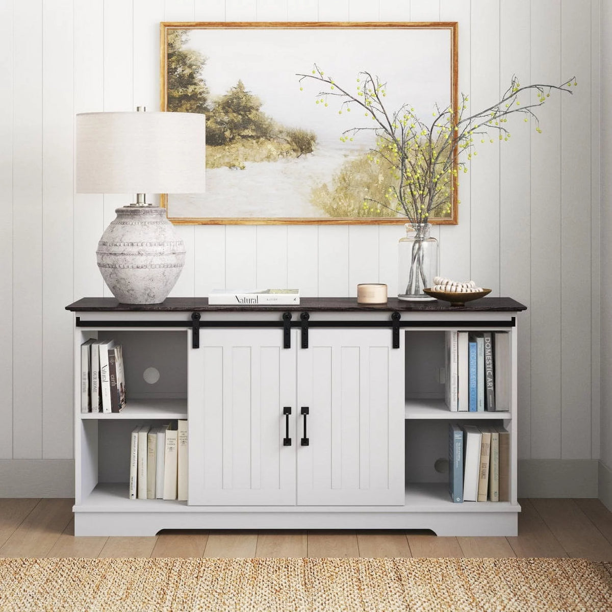 White Wood TV Stand U578884