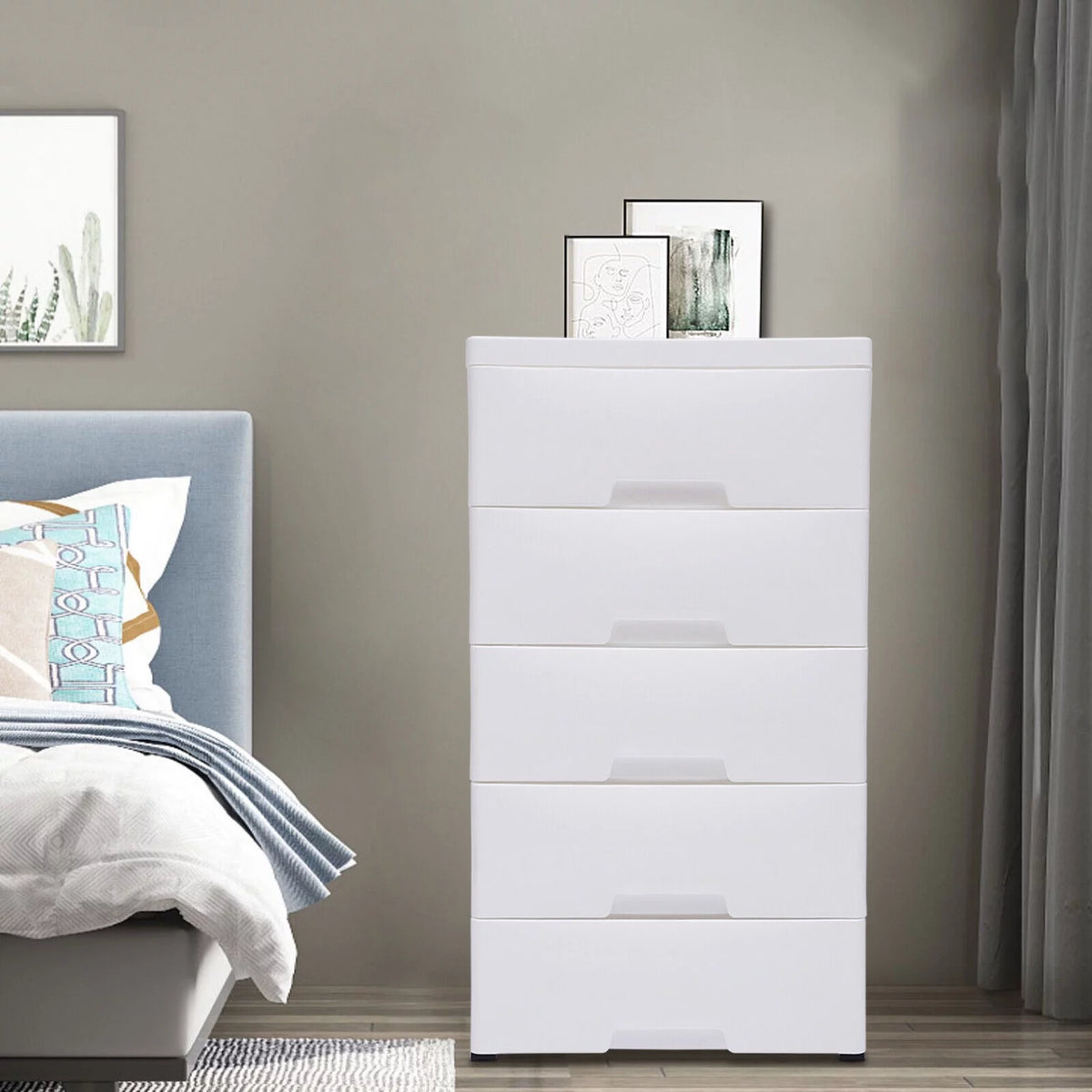 White 5 Drawer Plastic Dresser Q9031