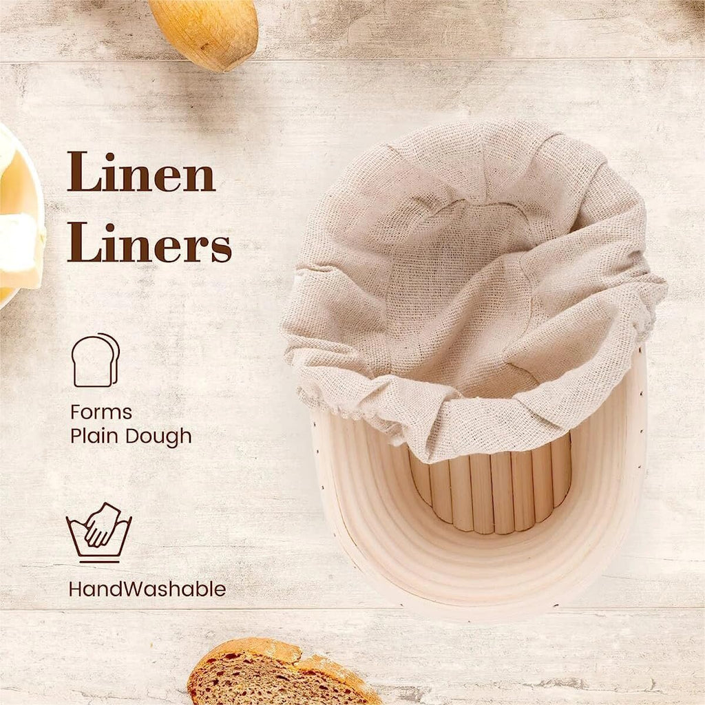 Set of 2 Round & Oval Rattan Banneton Bread Proofing Baskets P38901