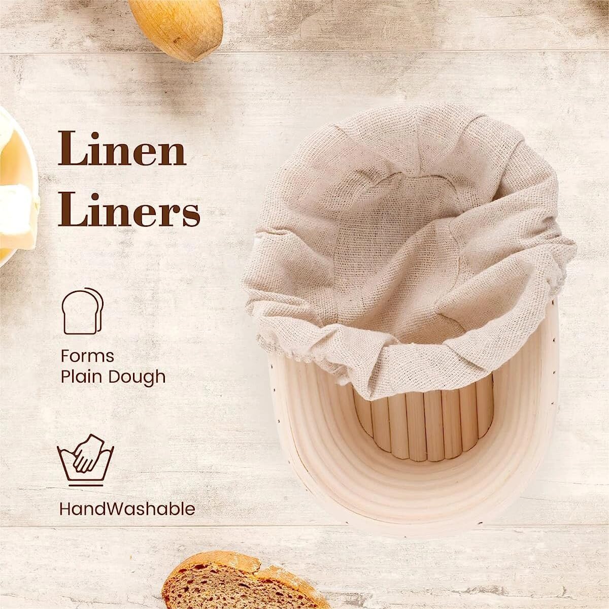Set of 2 Round & Oval Rattan Banneton Bread Proofing Baskets P38901