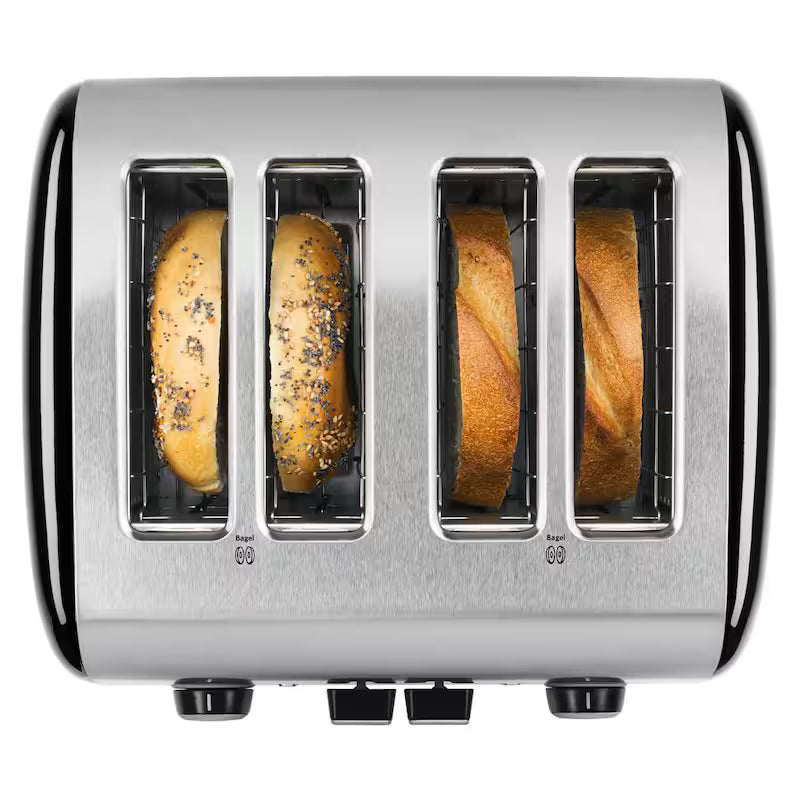 Onyx Black 4-Slice Wide Slot Toaster with Crumb Tray S1210