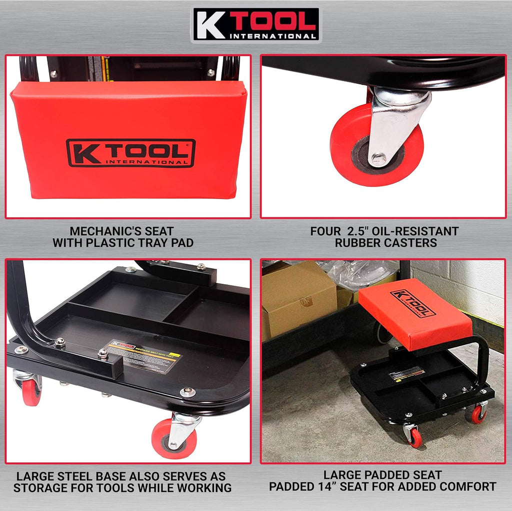Rolling Creeper Seat Mechanic Seat with Tray Pad Pack of 2 Z179935