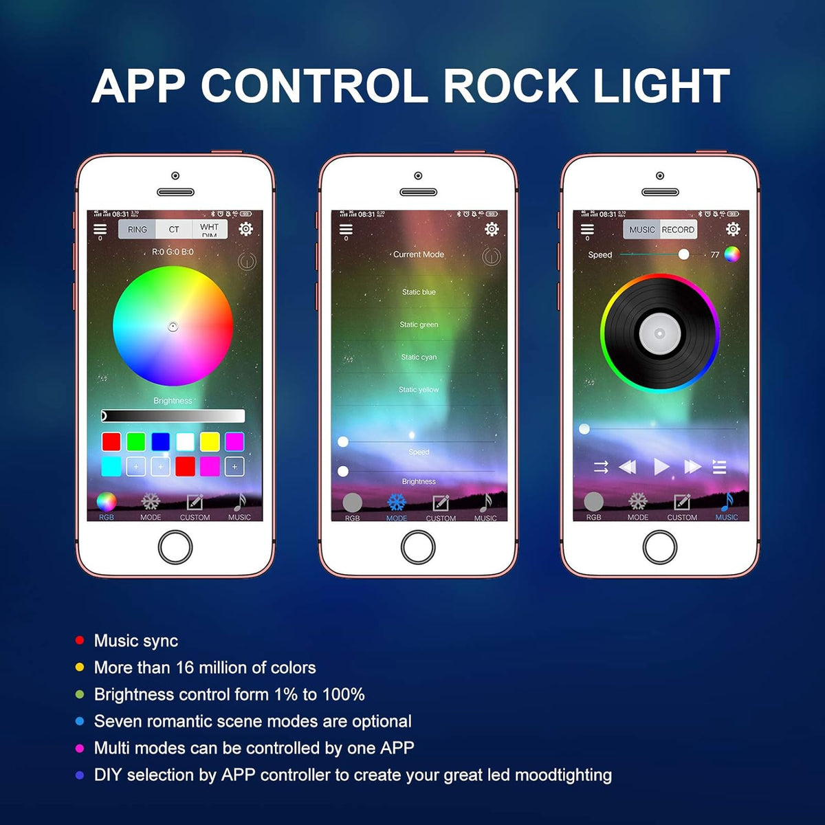 10 Pods RGB LED Rock Lights with Remote Control V406144