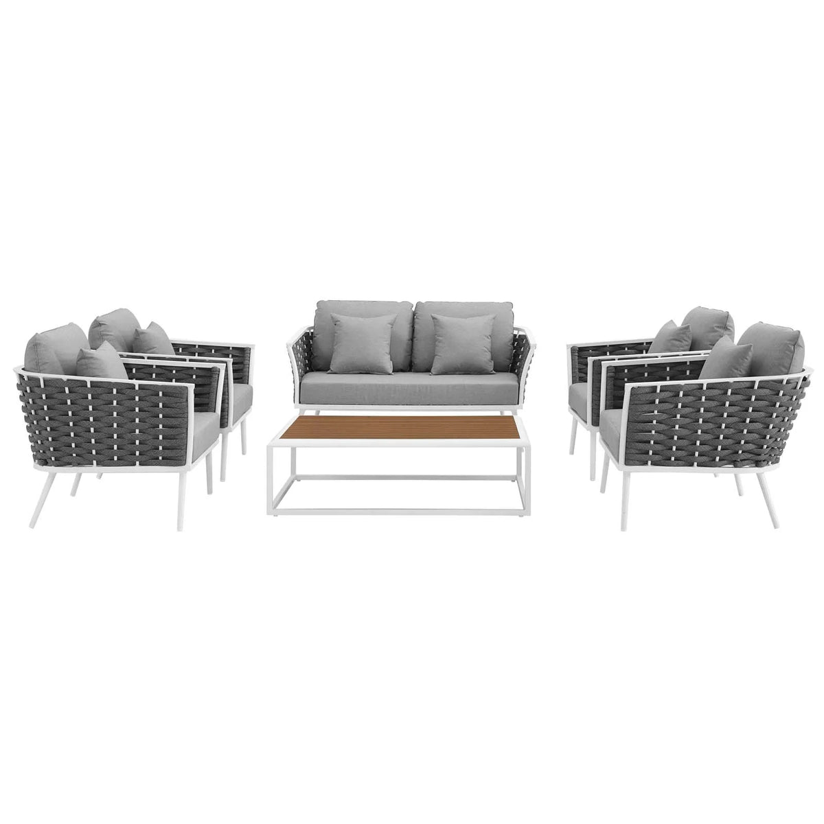 White Gray 6 Piece Outdoor Aluminum Sectional Sofa Set X962193