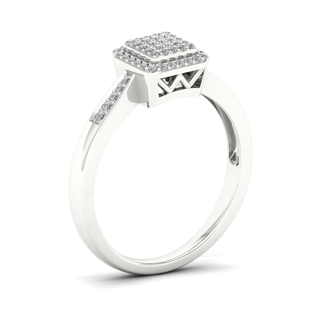 Sterling Silver Square Shape Engagement Ring N151