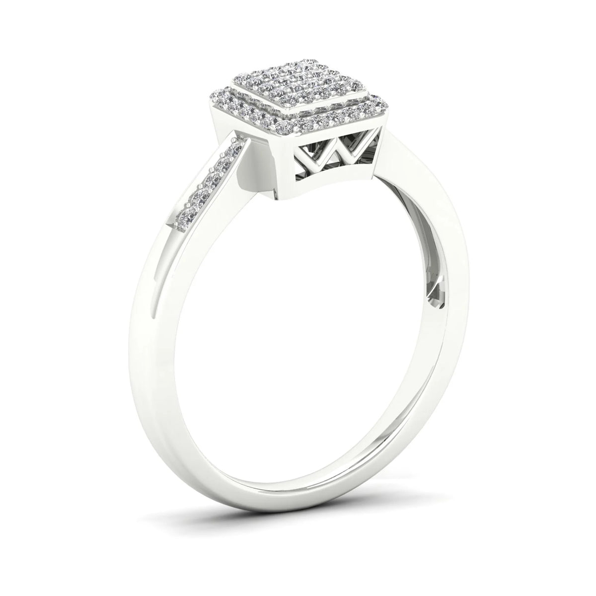 Sterling Silver Square Shape Engagement Ring N151