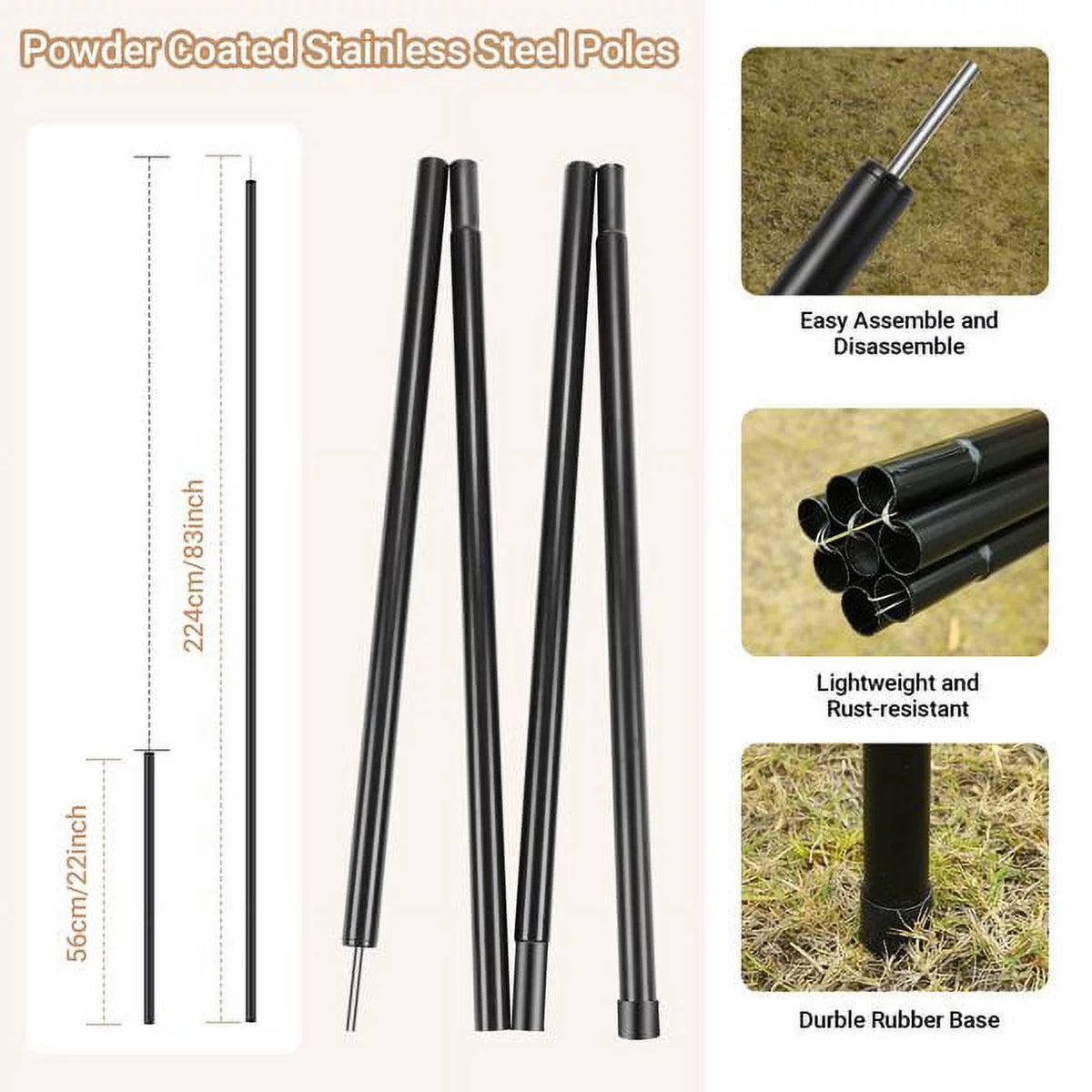 12 x 14ft Waterproof UPF 50+ Camping Tent Tarp with 2 Poles X470580
