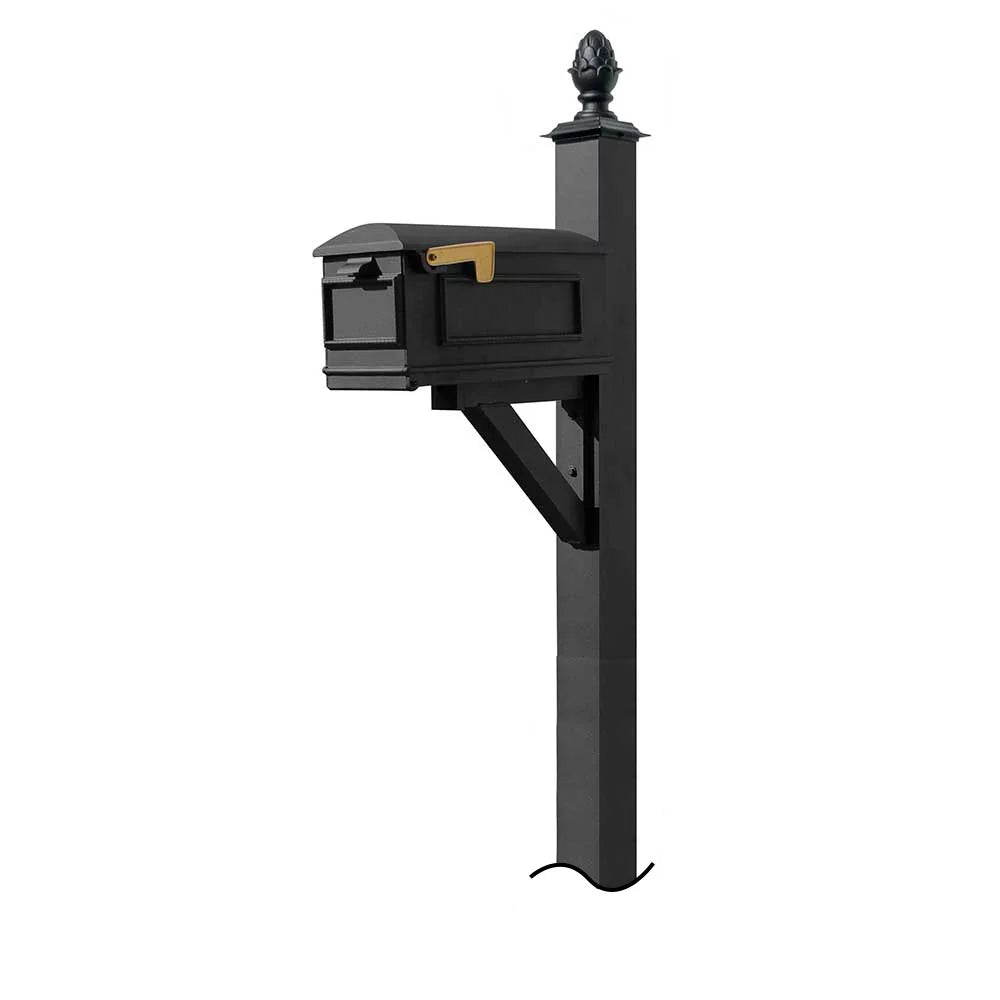 Black Mailbox with Pineapple Finial T852