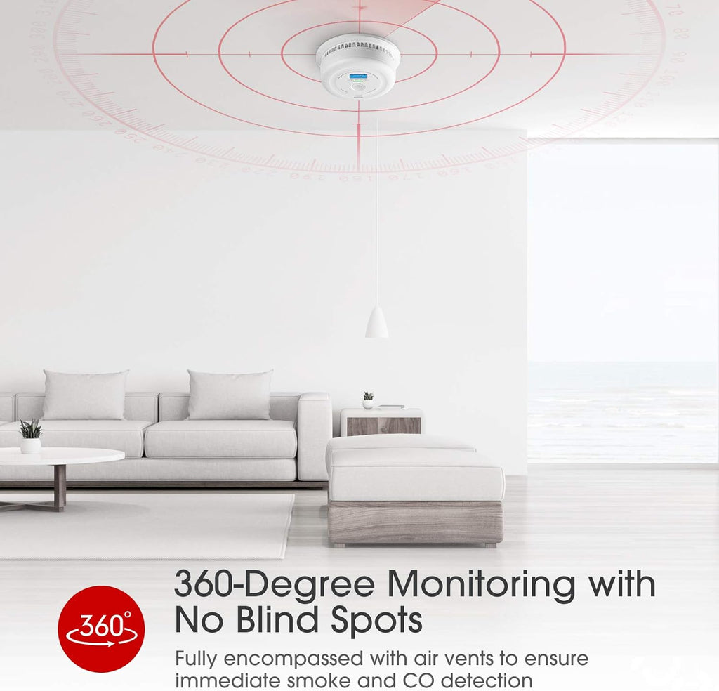 10-Year Battery Smoke and Carbon Monoxide Detector with LCD Display, Pack of 5 L476