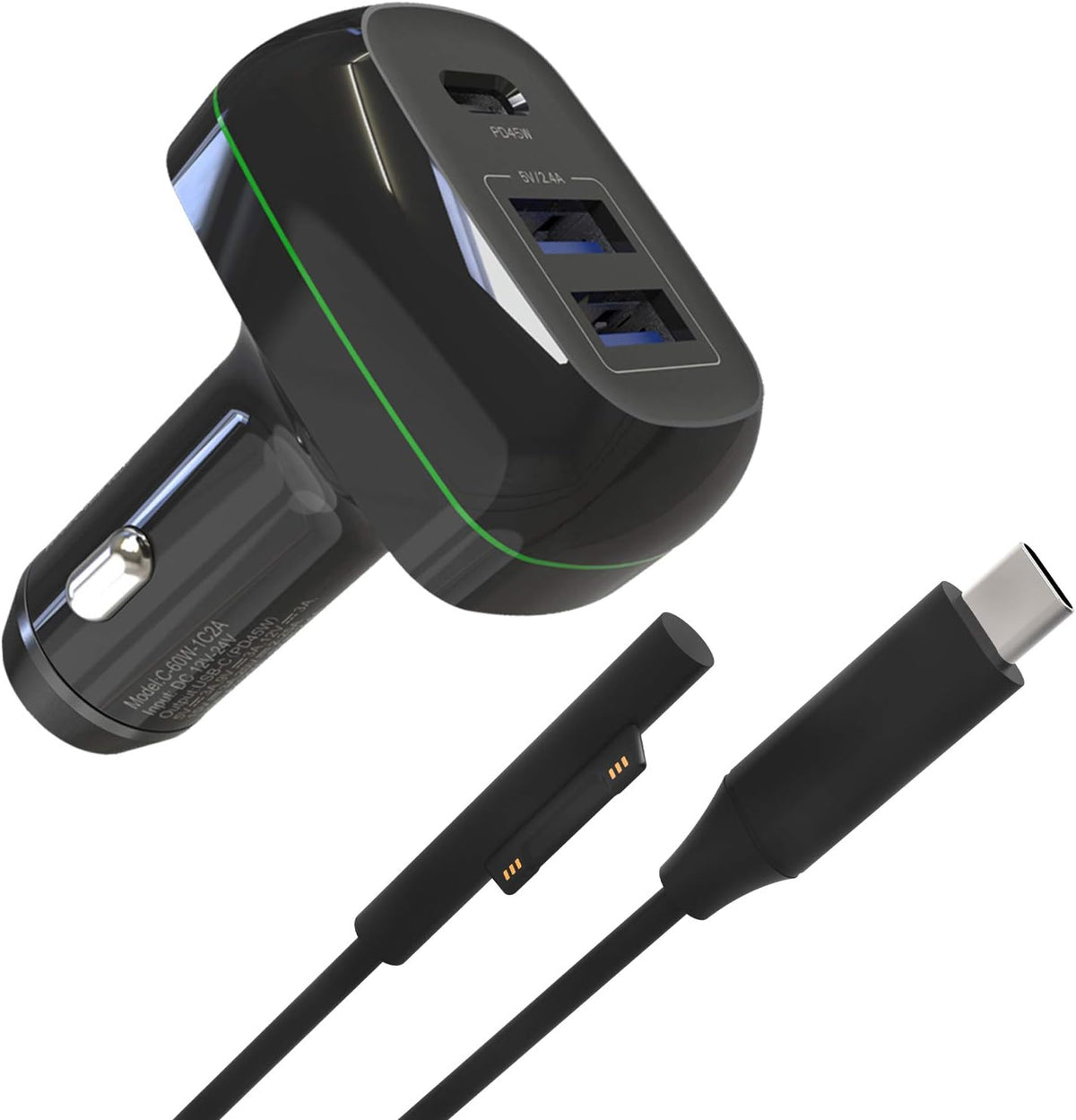 USB C Car Charger with Dual USB Port A6392