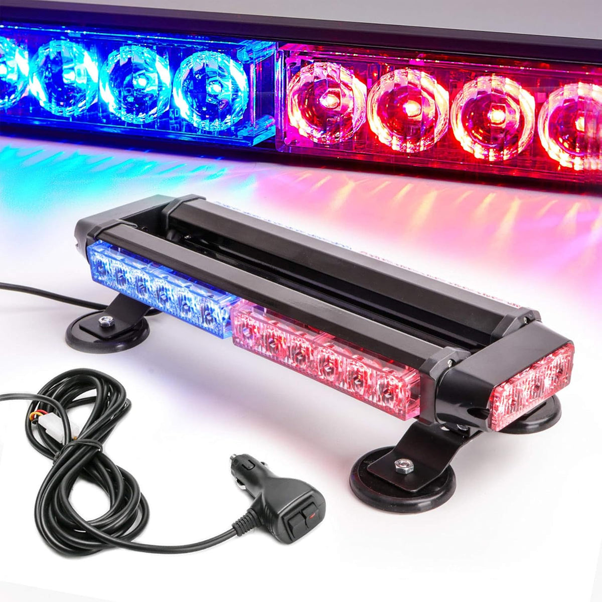 Amber 30 LEDs Safety Strobe Light Bar with Magnetic Base, Yellow, 12-24V/30W, Pack of 2 X918