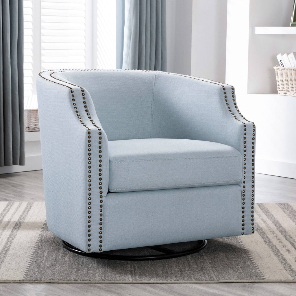 Sky Blue Swivel Barrel Chair H77029